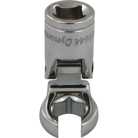 Dynamic Tools 3/8" Dr SAE 7/16" Flex Head, Crow Foot Flare Nut Socket, Chrome D008644